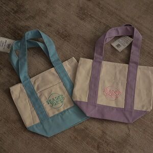 Trader Joe’s 2026 mini pastel canvas tote bags NWT